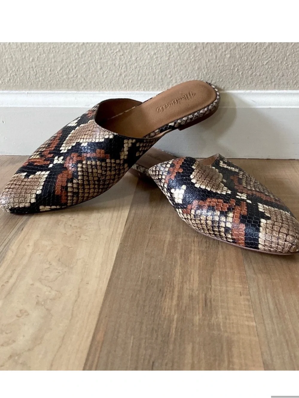 Madewell Snakeskin Embossed Leather Remi Mule Slip On Flat Women's Size 8.5